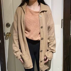 Brown Knit Long Cardigan